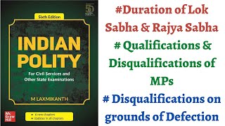 V95 Lok Sabha amp Rajya Sabha Duration RPA 1951 MPs QualificationDisqualification M Laxmikanth [upl. by Gretna]