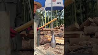 Conical drill bit wood splitting process [upl. by Whitford]