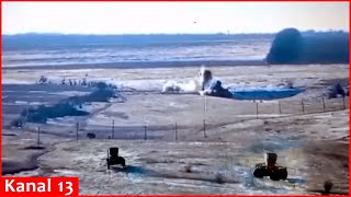 Unique operation Ukrainian ground drone blows up Russian bridge [upl. by Nonac]