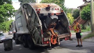 City Of Vancouver Condor Rear Loader Garbage Truck On Compost Bins 27618 [upl. by Janerich]