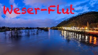 Flut  Hochwasser Weser 202324 in Minden und Porta Westfalica [upl. by Guenzi852]