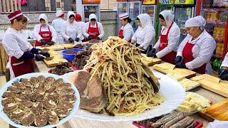 UZBEKISTAN Uzbek floury cuisine NARYN  Street food [upl. by Ainirtac]