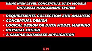 USING HIGH LEVEL CONCEPTUAL DATA MODELS  A SAMPLE DATABASE APPLICATION dbms computerscience bca [upl. by Farrish]