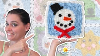 Snowman Square  January Fancy Granny Calendar Blanket  Crochet Pattern [upl. by Alix237]