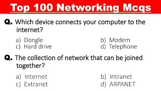 Top 100 Computer Networking Mcqs  Networking mcq questions and answers [upl. by Agemo]