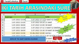 EXCEL İKİ TARİH ARASINDAKİ SÜRE  YIL AY GÜN SAAT DAKİKA  YENİ [upl. by Igic]