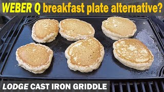 LODGE Cast Iron Griddle Review  Weber Q Griddle Alternative [upl. by Akcirred]