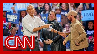 Hear which Eminem song Obama rapped to at Michigan rally [upl. by Simonetta]