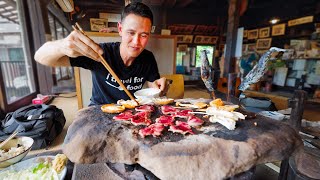 Unbelievable Japanese Food 🏔️ STONE BBQ in Mountains Japan [upl. by Etnomed]