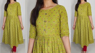 Naira Style Kurti design Cutting and Stitching  kurti neck design Frock suit cutting amp stitching [upl. by Isla]