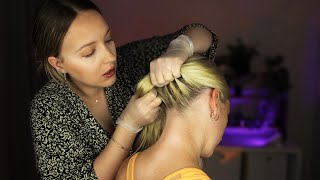 ASMR Nape Behind Ear and Hairline Scalp Exam Hair Play Pulling amp Finishing Touches [upl. by Villada]