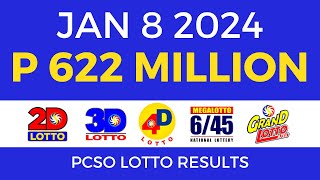 Lotto Result January 8 2024 9pm PCSO [upl. by Kryska]