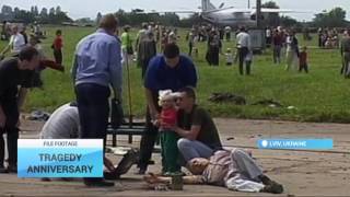 Lviv Honours 2002 Sknyliv Tragedy Victims 77 people died as Su27 fighter crashed into crowd [upl. by Annahsed]