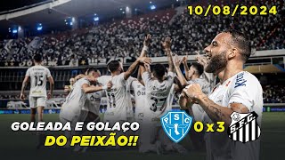 Paysandu 0x3 Santos  Peixe goleia e segue líder da série B  10082024 [upl. by Ynafets]