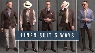 5 Ways To Wear A Linen Suit  How To Wear A Brown Linen Suit [upl. by Argela]