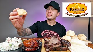 EATING Brazilian Food  Picanha Steak  Cheese Bread  Potato Salad  Pampas Grill Mukbang [upl. by Raleigh]