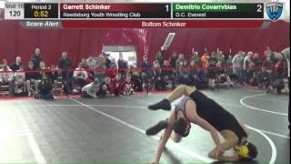 120 Garrett Schinker Reedsburg Youth Wrestling Club vs Demitrio Covarrvbias D C Everest 6473681104 [upl. by Alikat]