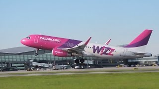 WizzAir lądowanie i start samolotu na lotnisku w Gdańsku Rębiechowie Lotnisko Gdańsk [upl. by Stafani]