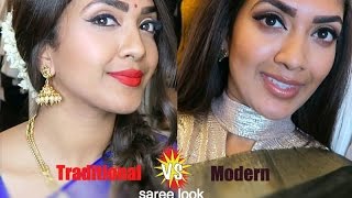 Traditional vs Modern Saree Look  Vithya Hair and Make Up Artist [upl. by Imeka]