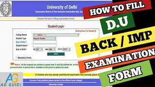 HOW TO FILL DU BACK IMPROVEMENT EXAMINATION FORM  DU EXAMINATION FORM [upl. by Meeks]