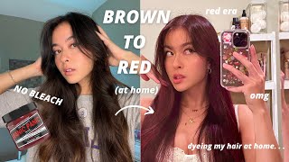 DYEING MY HAIR RED AT HOME impulsive af omg [upl. by Oiled]