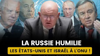 RÉUNION EXPLOSIVE À LONU  LA RUSSIE DÉMOLIT LES ÉTATSUNIS ET ISRAËL [upl. by Aubert588]