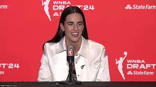 Caitlin Clark on being top 2024 WNBA Draft pick joining Indiana Fever Full press conference video [upl. by Ynohtnad796]