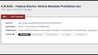 HR 9343  118th Congress  Stop Electric Vehicle Subsidization [upl. by Neeli]