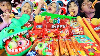 MUKBANG GUMMY JELLY PARTY EYEBALLS gummy COLA gummy FRIES gummy Puzzle Hamburger HOTDOG gummy [upl. by Devinna]