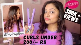 Get curls under Rs200  Using Mini Straightener  Surabhi Bari [upl. by Gerk]