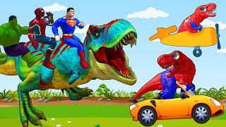 Velociraptors Spiderman Trex Evolution vs Dinosaurus Jurassic world dominion Mosasaurus [upl. by Anaib83]