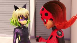 Scarabella and Kitty Noires first battle as a duo  Miraculous Transmission Clip [upl. by Oicor35]