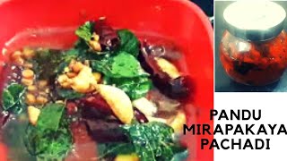 Pandu Mirapakaya Pachadi Recipe  How To make Red chilli pickle Andhra style [upl. by Llennehc]