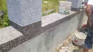 Cement rendering with small stones on brick walls [upl. by Naryk165]