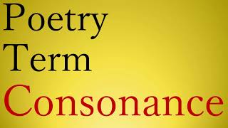 POETRY TERM  CONSONANCE [upl. by Oiramal]