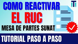 Como REACTIVAR EL RUC dado de baja en SUNAT  Persona Natural con Negocio [upl. by Nohtanoj]