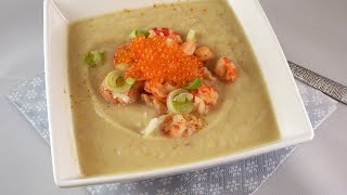 Recette  Velouté au céleri chic écrevisses et oeufs de saumon [upl. by Winslow997]