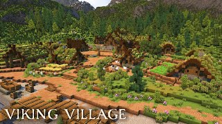 Viking Village  Nordic Viking Houses Farms amp Docks  Minecraft Timelapse [upl. by Eikcaj635]