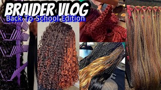 Life as a Braider Vlog Back To School Edition  Visual Diary  Boho Knotless Bobs and Twists [upl. by Jaeger]