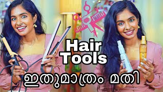 Must have hair tools for beginnersstyle your hair without any damage Asvi Malayalam [upl. by Dex]