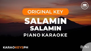 Salamin Salamin  BINI Slow Piano Karaoke [upl. by Brande]