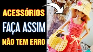 Acessórios brancos ou coloridos Qual fica melhor  Roupas de crochê para Barbie [upl. by Sackman]