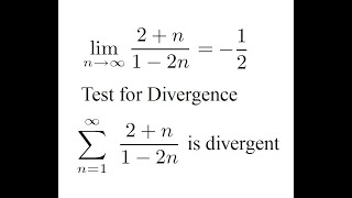 Series 2n12n Is Divergent Since The Limit of The General Term is NOT Zero Divergence Test [upl. by Adelaja]