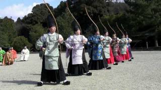 Kyudo Japanese archery ritual 小笠原流 百々手式 弓道 [upl. by Savitt234]