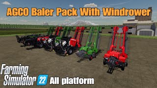 AGCO Baler Pack With Windrower  FS22 mod for all platforms [upl. by Aivek906]