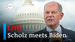 Watch live German Chancellor Scholz meets US President Biden amid Ukraine border crisis  DW News [upl. by Ahsitniuq]