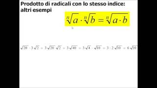 Moltiplicazione di radicali con lo stesso indice [upl. by Ennirak]