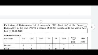 GDS To MTS Exam 2023 Result OutPunjab Circle [upl. by Kared893]