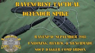 Ravencrest Defender  Ravenpac September 2018 Unboxing Review amp Benchmade SOCP Dagger Comparison [upl. by Aeneus]