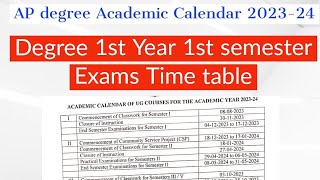 Andhra university Degree 1st semester Exam Timetable 2024  AU degree 1st semester Exams timetable [upl. by Nawj60]